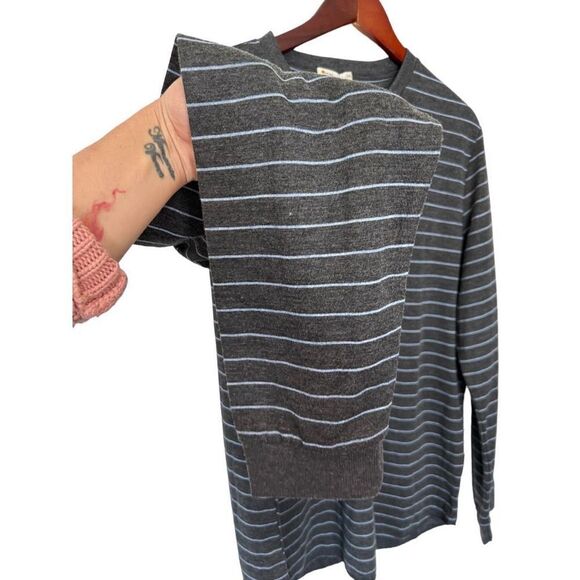 Marine Layer Henley Dark Heather Gray Striped Long Sleeve Size L/XL - Picture 5 of 11